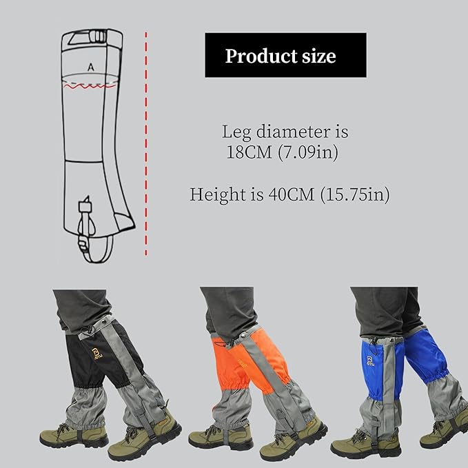 Adjustable Leg Gaiters,Snow Boot Guard Gators,Shoe Gaiters,Waterproof Hiking Gaiters for Hunting,Running,Snow,Mountain Climbing,Yard Work
