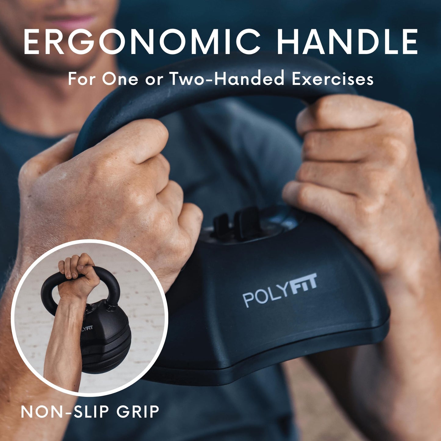 Polyfit Adjustable Kettlebell Set | 30/40/50 lbs | Kettlebell Weights for Home Gym (BLACK - 50 LB)