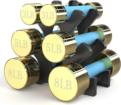 TECHNOAGE Round Dumbbell Sets with Steel Handle, Odorless Neoprene rubber Handle Cover