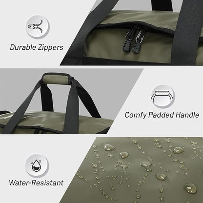 MIER Gym Bag for Men Large Duffel Backpack with Shoe Compartment, 60L Convertible Duffle Bags Weekender Overnight Bag for Gym Sports Travel, Green