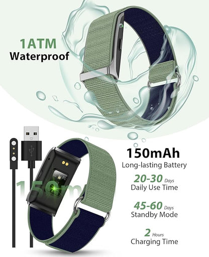 Smart Bracelet, Wearable Activity & Fitness Tracker Band, 24H Sleep Tracker, All-Day Continuous Heart Rate Blood Pressure Stress HRV Monitor, 170+ Sport Modes Smart Wristband with 2 Bands, Free APP