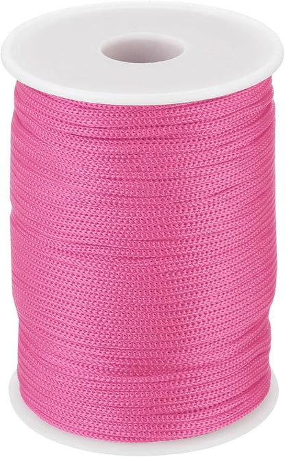 MECCANIXITY 1/12 Inch Polypropylene Rope Braided Ropes, 328ft Nylon Rope Hollow Utility Cord for Clothesline, Camping, Hiking, Outdoor, Pink