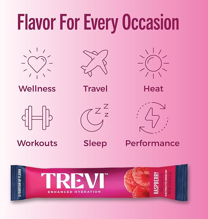 TREVI™ Sugar Free Electrolytes - Drink Mix Hydration Powder Packets - 28 Count - Raspberry