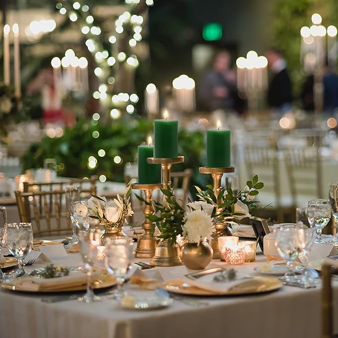 4 Packs 2x3 Inch Green Pillar Candles Small 24 Hours Unscented Dripless Cylinder Colored Candles for St. Patrick's Day Easter Home Dinner Table Christmas Wedding Relaxation Spa Church