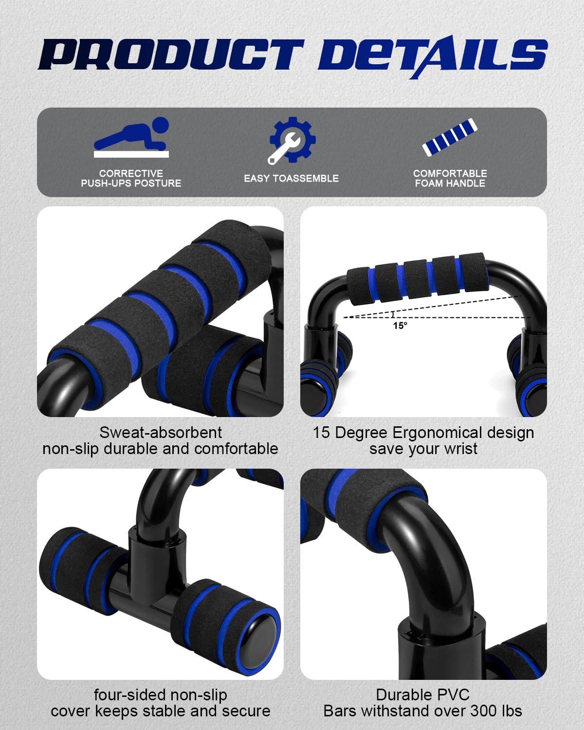 Citufuol Portable Ergonomic Push Up Bars, Robust Pushup Handles