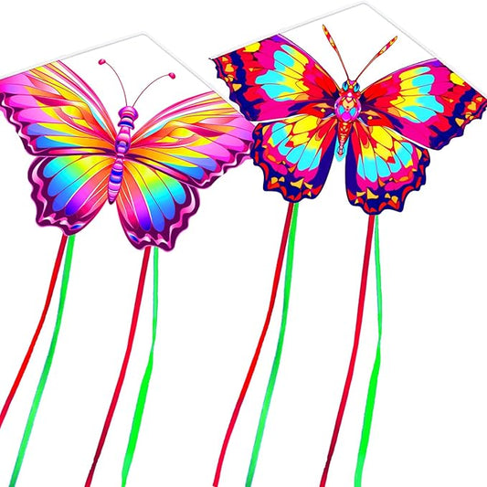 HENGDA KITE 2 Pack Butterfly Kite,for Kids and Adults,Easy to Fly,Excellent Fabric and Structure