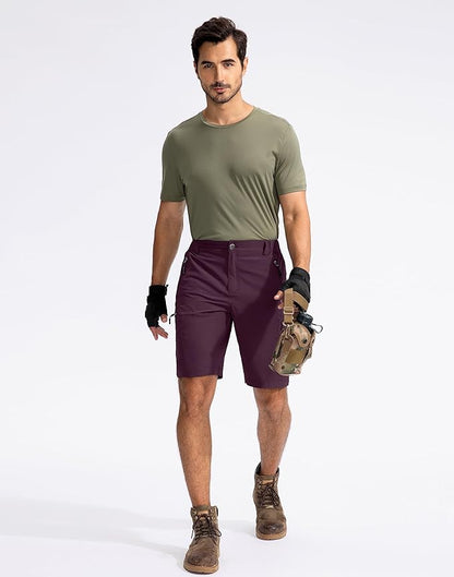 Pudolla Men's Hiking Cargo Shorts 9" Lightweight Outdoor Work Shorts for Men Travel Golf Camping Casual with 5 Zipper Pockets