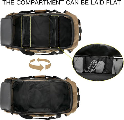 TUGUAN Extra Large Travel Duffle Bag Backpack for Men with Adjustable Dividers 120L Big Weekend Overnight Bag with ID Pocket Shoulder Strap Heavy Duty Sports Duffel Bags for Camping Gym, Brown