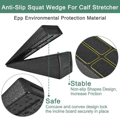 Slant Board Squat Wedge for Calf Stretchingï¼? Pcs 12" x 6.3" Foot Stretcher Balance Board for Plantar Fasciitis, Adjustable Foam Slant Board Wedge Great for Exercises