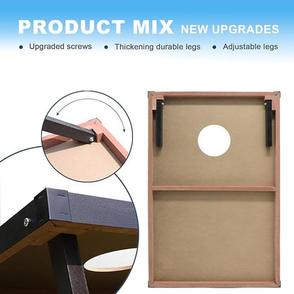 2’x3’ Cornhole Boards Set, Cornhole Outdoor Game Set - Corn Hole Toss Boards Set with 8 Cornhole Bags and 2 Cornhole Boards, Cornhole Sets for Adults Lawn Outside Backyard Games