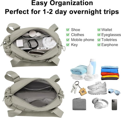 CAMTOP Mini Gym Bag for Women, Small Gym Tote Bag Puffy Quilted Sports Duffel Bag with Wet Compartment and Coin Purse Duffel Bags Dance Yoga Workout Bag