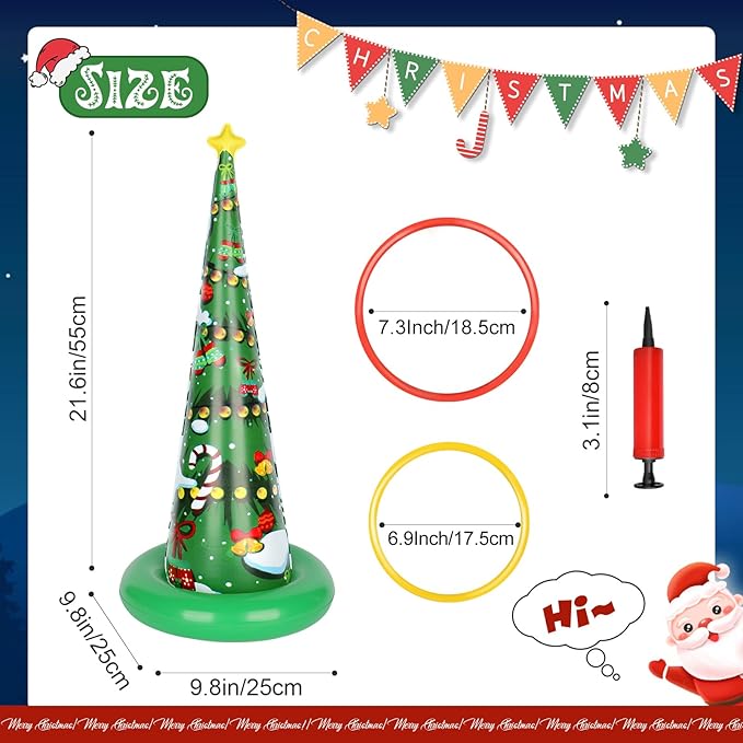 5 Pack Inflatable Christmas Tree Ring Toss Game,Christmas Party Games for Kids,Adults,Family,Christmas Indoor Outdoor Game Garden Toys