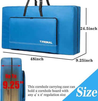 Cornhole Carrying Case Fits 4' x 2' Regulation Size Board, Cornhole Carrying Bag with Protective Padded Foam and One large pockets for Cornhole Outdoor Games, Only Bag. (Blue)
