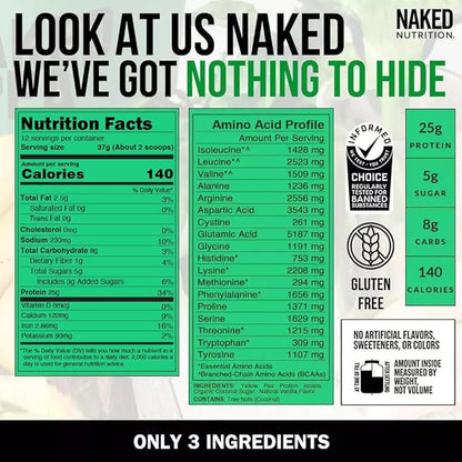 Vanilla Pea Protein Isolate from North American Farms, Only 3 Ingredients, Vanilla Vegan Protein, Gluten-Free, Soy Free, GMO Free - 1LB