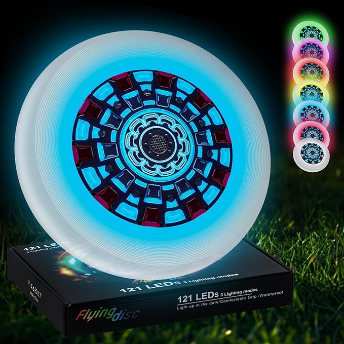 49LEDs Flying Disc with 16 Million Color RGB, 3 Modes+Rechargeable+Waterproof+175g, Cool Sports and Outdoors for Parks/Camping/Beach/Backyards,Easter & Birthday Gifts for Teens/Kids/Adults