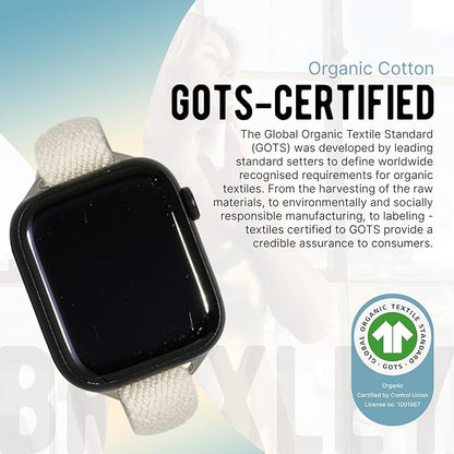 Braxley Bands - Organic Cotton Watch Bands For Women and Men, Compatible With All Apple Watch Sizes and Series - Washable, Sweat-Absorbent, Breathable Fit, Elastic Smart Watch Bands