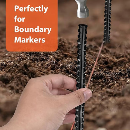 16 inches Rebar Stakes 24-Pack Straight Metal Stakes Heavy Duty 5/16" Diameter Ground Stake for Tent, Fence, Landscaping, Concrete Forming, Outdoor Decoration and Plant Support