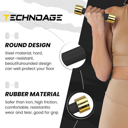 TECHNOAGE Round Dumbbell Sets with Steel Handle, Odorless Neoprene rubber Handle Cover