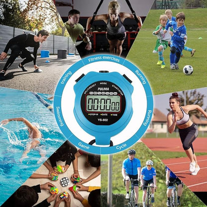 Stopwatch Timer Lap Split Digital Stopwatch with Clock Calendar Alarm, Large Display Stop Watch for Sports Kids Coaches Swimming Running