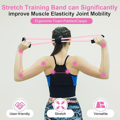 Figure 8 Shaped Resistance Bands -4-Pack Workout Bands with Handles Figure, 8 Exercise Bands for arm Shoulder Stretching, Leg Stretching, Yoga, Pilates, Home Gym Workout Equipment for Women Men