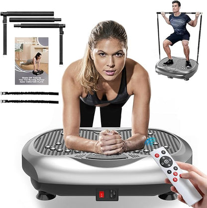 Vibration Plate Exercise Machine - Whole Body Workout Vibration Platform Lymphatic Drainage Machine for Weight Loss Home Fitness with Resistance Bands Remote