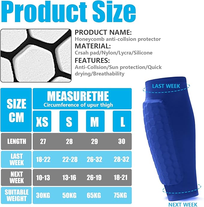 Soccer Shin Guards Shin Pads for Kids Youth Adult, Calf Compression Sleeve with Honeycomb Pads, Support for Shin Splint Baseball Boxing Kickboxing MTB