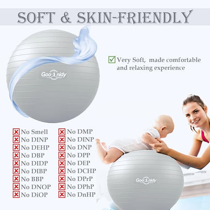 Soft Exercise ball, Anti-Burst Yoga Ball Chair Supports 2200lbs, Workout Equipment w/ Pump for Pregnancy Medicine Birthing Physical Therapy Stability Excersing Birth Swiss Fitness Gym Physio Labor Abs