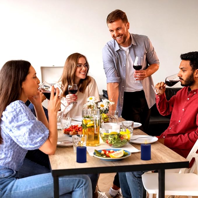 4 Packs Unscented 2x3 Inch Navy Blue Pillar Candles, Small Dripless Colored Wax Column Cylinder Candles for Home Garden Camping Dinner Table Decoration - 24 Hours Burning