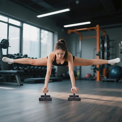 1 Pair Wood Floor Push Up Bars for Men, Anti-slip Handstand Parallettes Bars, Strength Training Push-Up Stands for Calisthenics, Fitness, Gymnastics, Workouts, Calistenia