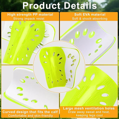 2 Pairs Shin Guards Soccer for Kids,Shin Pads Extra Lightweight Breathable Slide in Shin Guard for Football Training Match Outdoor Activities Protective Slip-in Shin Guards for Boys Girls