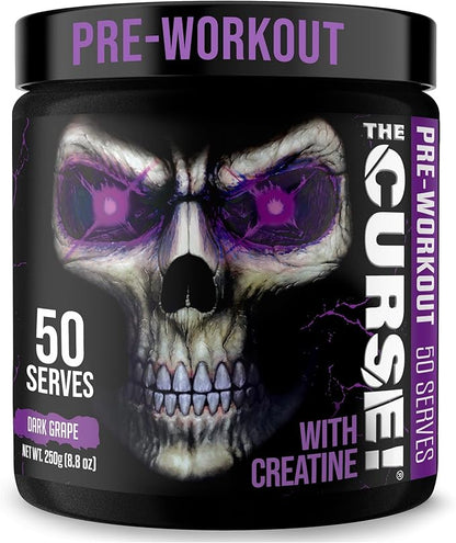 JNX SPORTS The Curse! Pre Workout Powder for Men & Women, Caffeine, Beta-Alanine, Creatine, L-Citrulline, 50 Servings, Dark Grape Flavor ??Boost Energy, Strength & Focus