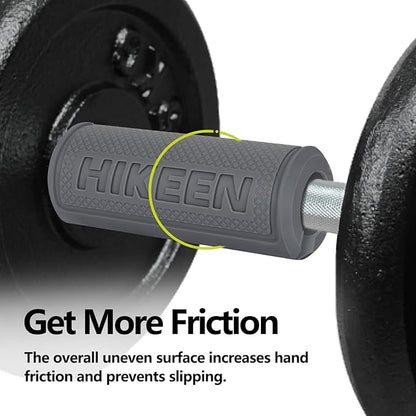 Hikeen Thick Bar Dumbbell Grips,Non Slip Hard Rubber Barbell Grips,Grips for Weight Lifting, Muscle Building-1.77", 2", 2.25" & 2.75" Outer Diameter