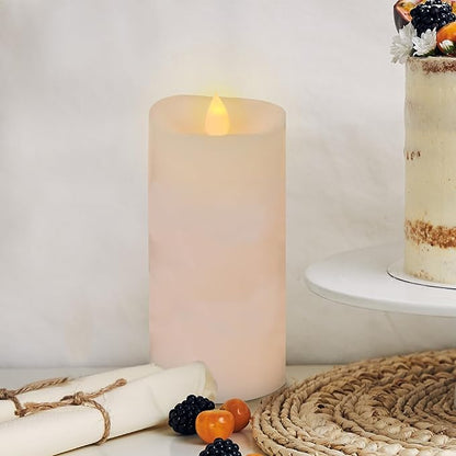 3x6 Flickering Flameless Candles Set of 1,6 inch Real Wax LED 600 Hours Battery Candles with Timer Remote,Control for Wedding Party Indoor,Ivory