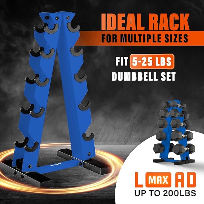 YES4ALL Dumbbell Rack Stand Only, 5 Tier A Frame Weight Rack for Dumbbells