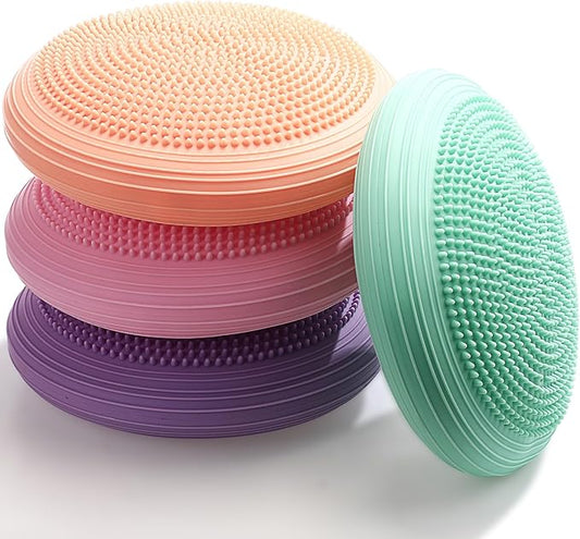 Libima 4 Pcs Wiggle Seat Inflated Wobble Cushion for Sensory Kid 13 Inches Balance Disc Flexible Seating for Classroom Sensory Pad for Chair Wiggle Cushion with Needle Pump