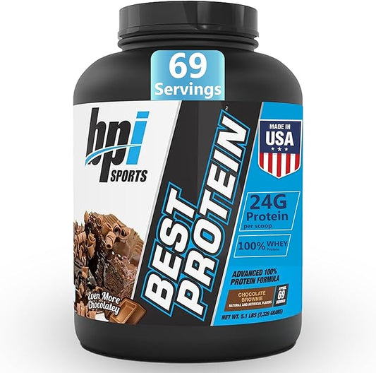 BPI Sports Best Protein ??100% Whey Protein Powder ??Muscle Growth, Recovery, Meal Replacement ??No Fillers, Gluten Free ??Best Protein Powder for Men & Women | Chocolate Brownie ??5.1 Pounds