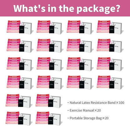 100 PCS Bulk Resistance Bands, Loop Exercise Bands Set for Gym Members Sports Class Students Gift, 5 Pieces Each Set with Storage Bag, Fitness Bands for Outdoor Home Gym Yoga Pilates