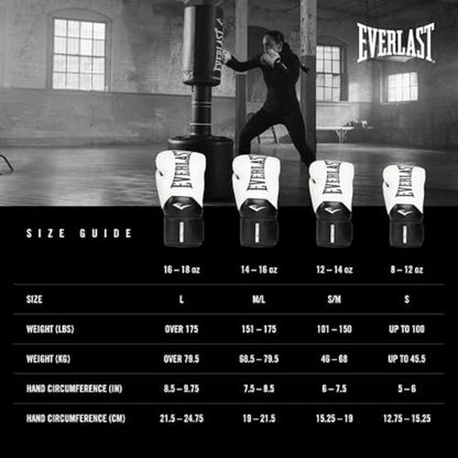 Everlast Elite 2 Boxing Gloves | Women, Men, Heavy Bag | Black/Gold | 16oz
