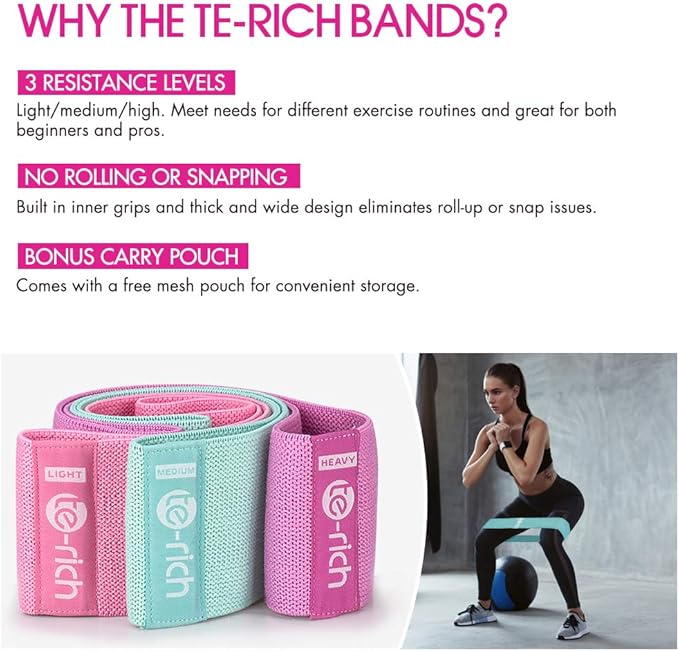 Resistance Bands, Fabric Workout Bands for Women & Men, Cloth Booty Resistance Loop Bands, Thick Squat Bands for Butt/Legs/Thigh/Hip/Glute Excersing