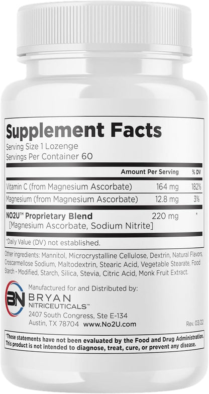 Bryan NITRICEUTICALS - Natural Nitric Oxide Supplements for Men & Women - Promotes Blood Circulation, Oxygen & Nutrient Delivery, Daily Wellness Support - No Gluten or Dairy - 60 Vegan Lozenges
