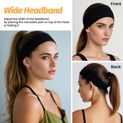 HSEM Headbands for Women, Wide Thick Workout Non Slip Hair Bands for Sports