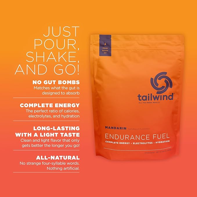 Tailwind Nutrition Endurance Fuel, Carbohydrate & Electrolyte Sports Drink Mix Powder, Gluten-Free, Vegan, Mandarin Orange, 30 Servings