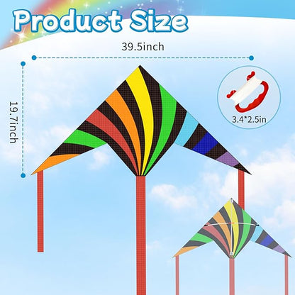 5 Pack Kites for Kids & Adults, Rainbow Butterfly Kite Delta Kites for Kids Age 4-8 8-12, Easy to Fly for Beginners, Easy to Assembled Colorful Kite for Beach Outdoor Toy Games & Family Trip