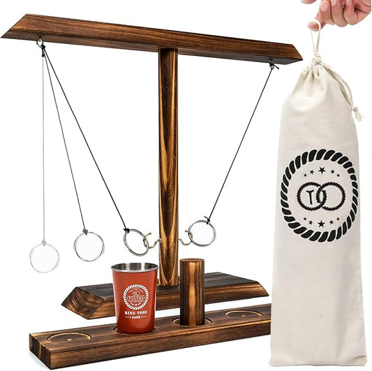 Ring Toss Game for Adults, Hook and Ring Game with Exclusive Carrying case & Unique Stainless Mini
