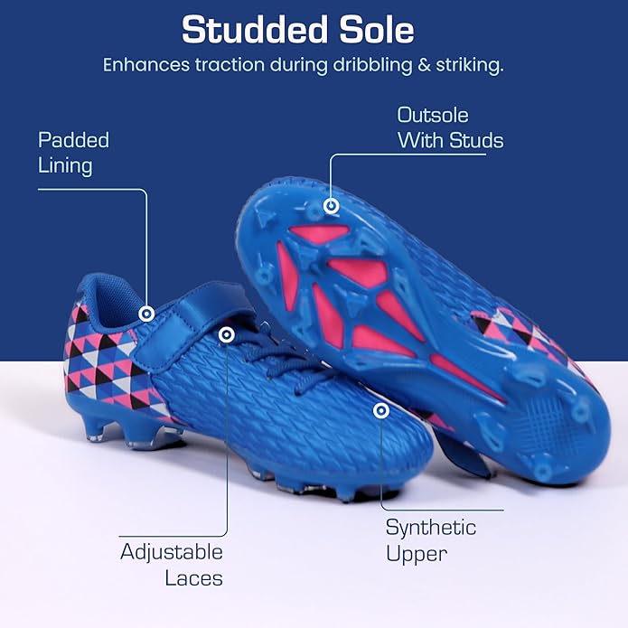 Soccer Cleats for Kids & Youth | Lightweight Football Shoes for Firm Ground | Durable Girls & Boys Soccer Cleats with Non-Slip Sole | Comfortable Soccer Boots | Unisex Size 11-6