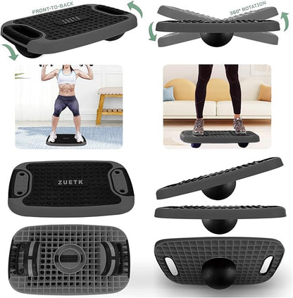 4-In-1 Aerobic Balance Board and Step Up Exercise Platform - Adjustable Multifunctional Balance Board Slant Board, Steppers for Exercise - Home Workout Non Slip Stepper Platform