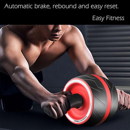 AB Wheel Roller with Resistance Spring, Automatic Rebound Exercise Abdominal Ultra-Wide Wheels Fitness for Gym & Home, Core Work-out Strength-Training Roller with Knee Pad, 14.6"W