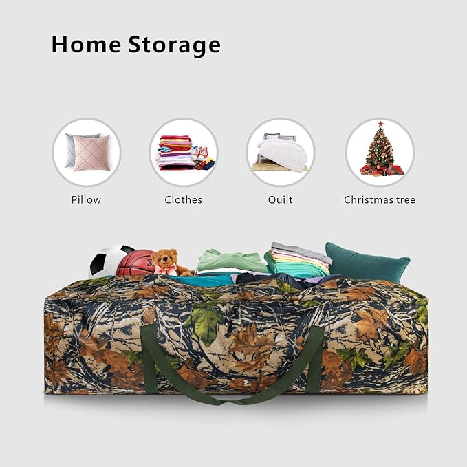 TOPDesign 46 Inch Extra Large Zippered Duffel Bag for Travel Camping Sports Equipment Storage, Waterproof Foldable Luggage Bag with Padded Handles