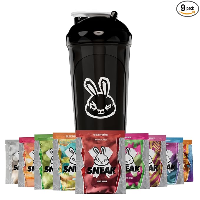 SNEAK Energy Drink Starter Pack | 9 Sachets with Monochrome Shaker | No Sugar. No Nasties. Just Natural Caffeine, Focus-Boosting Nootropics