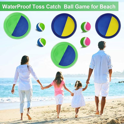 Jalunth Ball Catch Set Games Toss Paddle - Pool Beach Toys Back Yard Outdoor Games Backyard Throw Sticky Set Age 3 4 5 6 7 8 9 10 11 12 Years Old Boys Girls Kids Adults Family Easter Gifts Azure